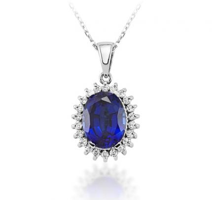2.80 ct Pırlanta Safir Kolye