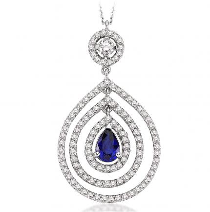 1.13 ct. Pırlanta Safir Kolye