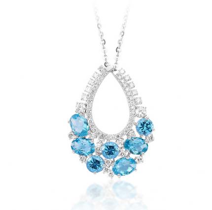 1.51 ct. Pırlanta Blue Topaz Küpe