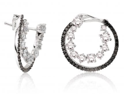 2.72 ct. Siyah Beyaz Pırlanta Küpe