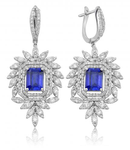 8.31 ct. Pırlanta Safir Küpe