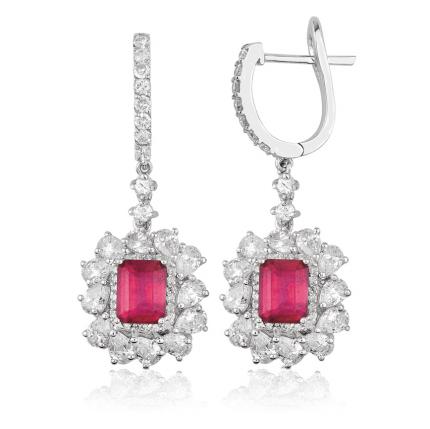 7.40 ct. Pırlanta Yakut Küpe