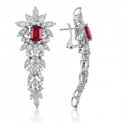 10.55 ct. Pırlanta Yakut Küpe