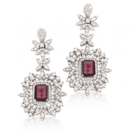 9.89 ct. Pırlanta Yakut Küpe