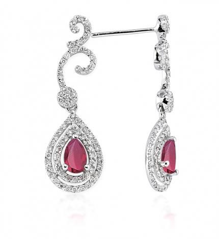 1.98 ct. Pırlanta Yakut Küpe