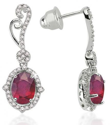4.12 ct. Pırlanta Yakut Küpe