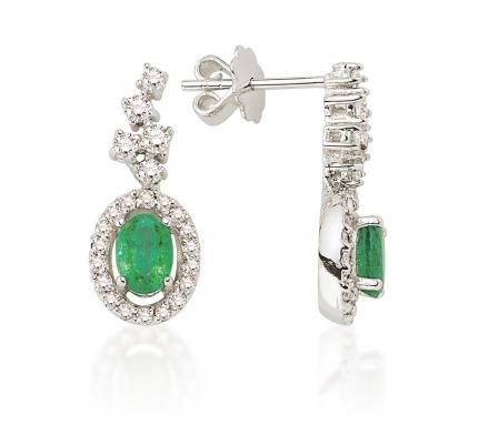 1.38 ct. Pırlanta Zümrüt Küpe