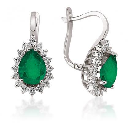 3.72 ct. Pırlanta Zümrüt Küpe