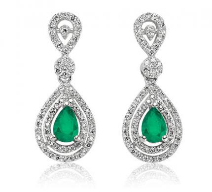 1.54 ct. Pırlanta Zümrüt Küpe