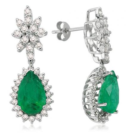 8.43 ct. Pırlanta Zümrüt Küpe