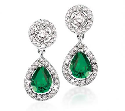 1.27 ct. Pırlanta Zümrüt Küpe