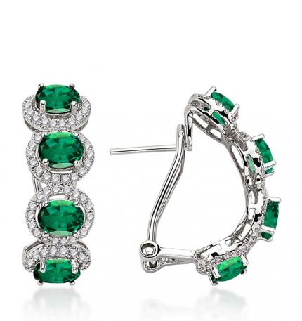 2.56 ct. Pırlanta Zümrüt Küpe
