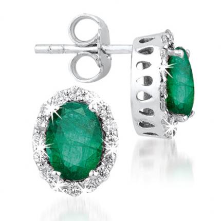 2.11 ct. Pırlanta Zümrüt Küpe
