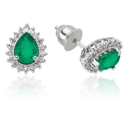 1.64 ct. Pırlanta Zümrüt Küpe