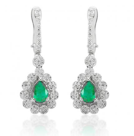 2.23 ct. Pırlanta Zümrüt Küpe