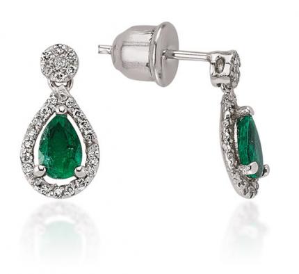 1.04 ct. Pırlanta Zümrüt Küpe