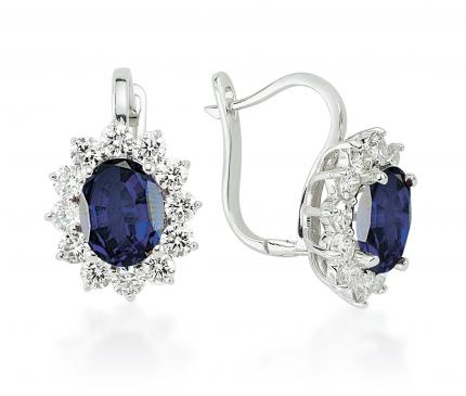 6.42 ct. Pırlanta Safir Küpe