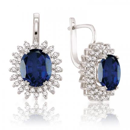 9.18 ct. Pırlanta Safir Küpe