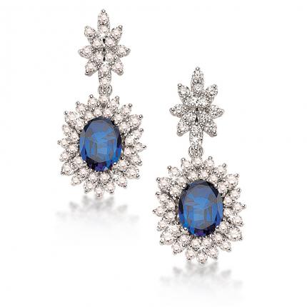11.22 ct. Pırlanta Safir Küpe