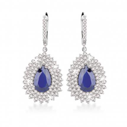 9.03 ct. Pırlanta Safir Küpe