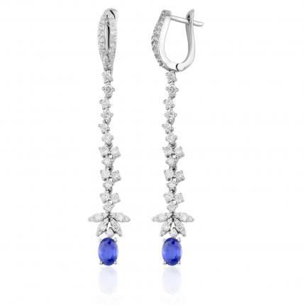 5.01 ct. Pırlanta Safir Küpe