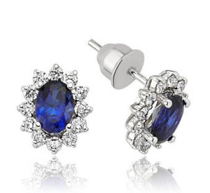 1.30 ct. Pırlanta Safir Küpe