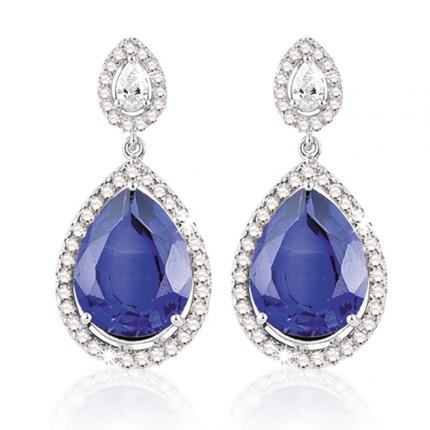 18.56 ct. Pırlanta Safir Küpe