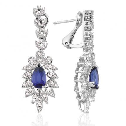 3.80 ct. Pırlanta Safir Küpe