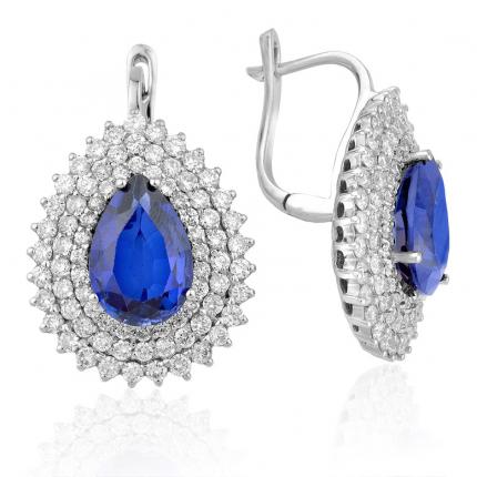 6.28 ct Pırlanta Safir Küpe