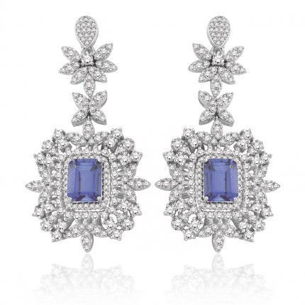 9.89 ct. Pırlanta Safir Küpe