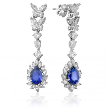 7.76 ct. Pırlanta Safir Küpe