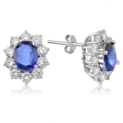8.42 ct. Pırlanta Safir Küpe