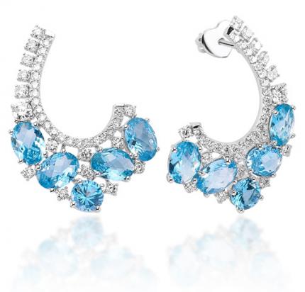 1.51 ct. Pırlanta Blue Topaz Küpe