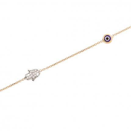 0.06 ct. Pırlanta Hz. Fatma Bereketli Eli Şans Bileklik