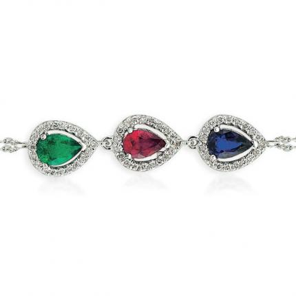 1.78 ct. Pırlanta Zümrüt Safir Yakut Bileklik