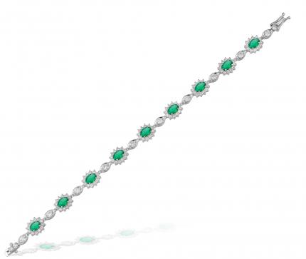 11.70 ct. Pırlanta Zümrüt Bileklik