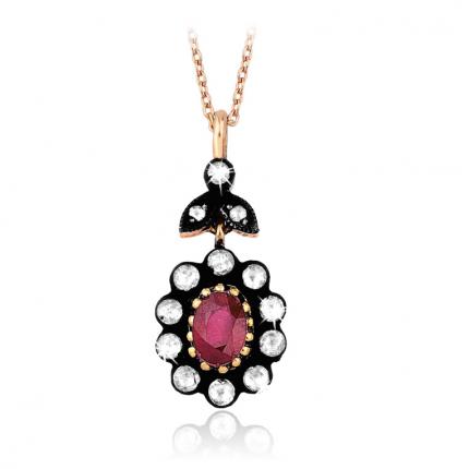 0.72 ct. Elmas Yakut Kolye